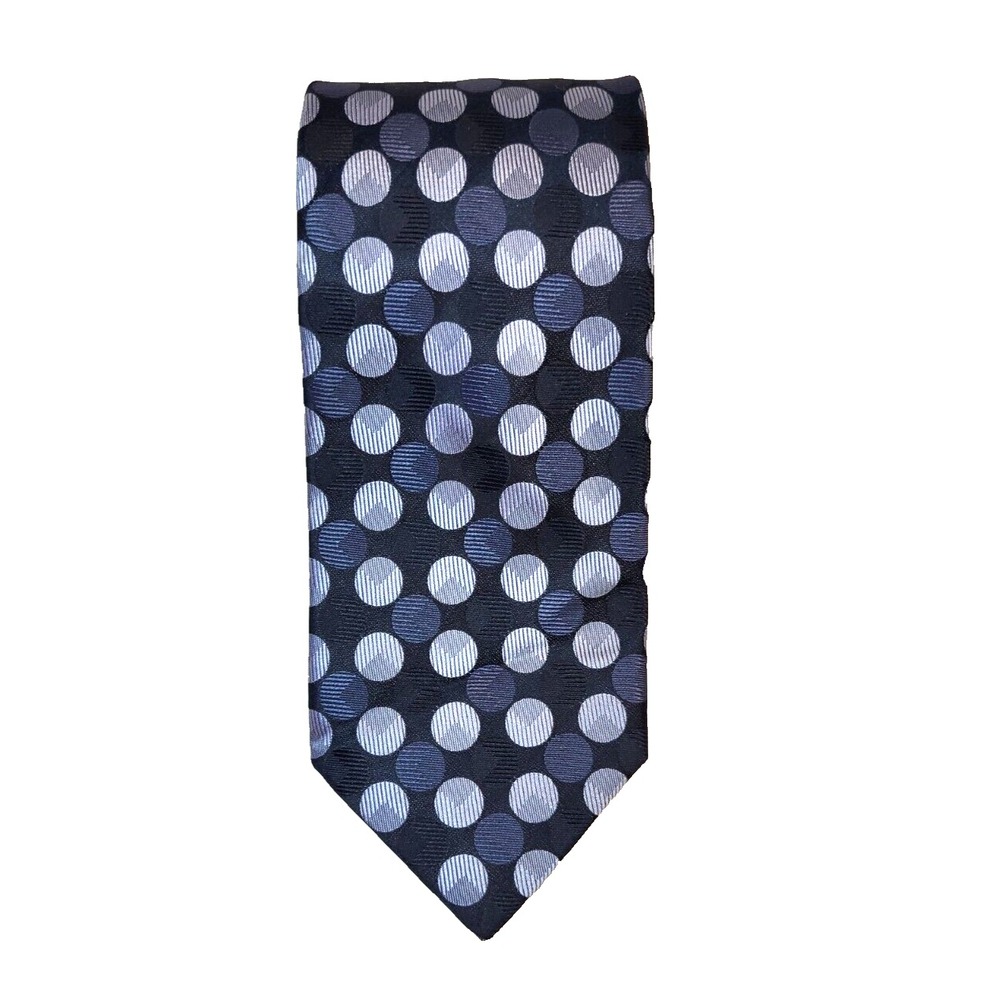 Haines & Bonner of London Black/Gray/Silver Textured‎ Circles Silk Pointed Tie